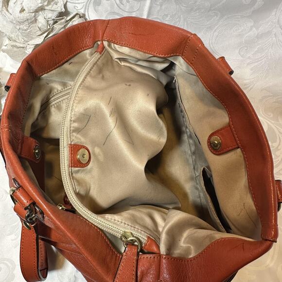 Coach Ashley Carryal Leather Satchel Bag Burnt Orange Shoulder Tote Purse - Picture 8 of 11